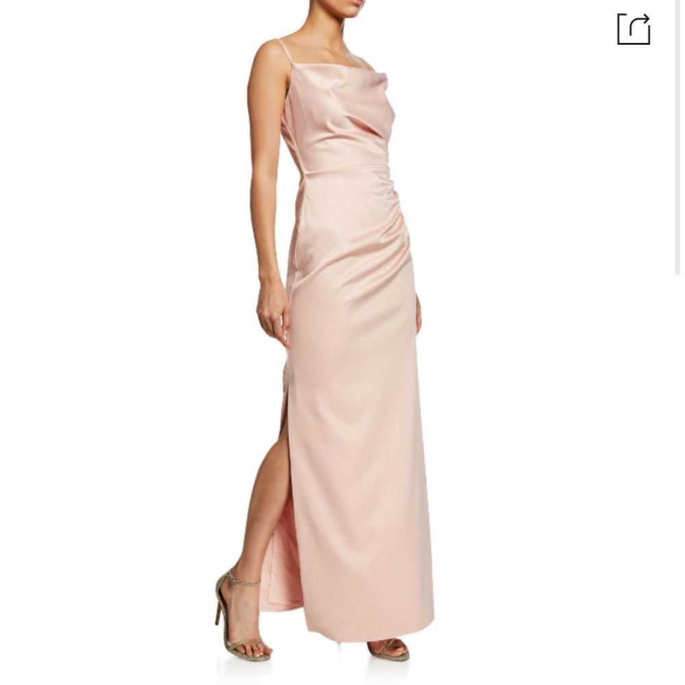 Laundry by Shelli Segal blush ruched satin gown size 2